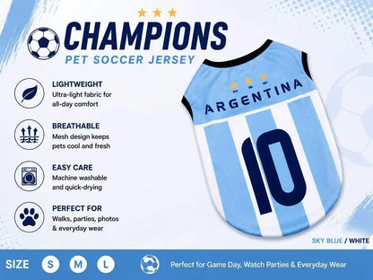 Pet Soccer Jersey Outfit - Cute Game Day Pet Shirt for Small, Medium Dogs & Cats Clothes