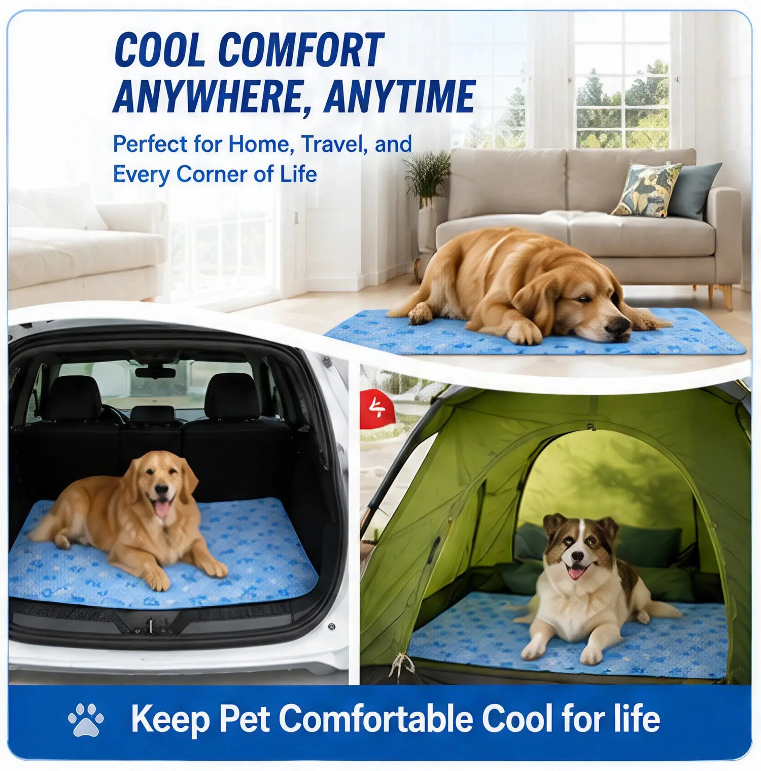 Pet Cooling Pad - Reusable Gel and Waterproof Ice Silk Mat for Dogs and Cats, Ideal for Couch and Crate (Sizes S-L)