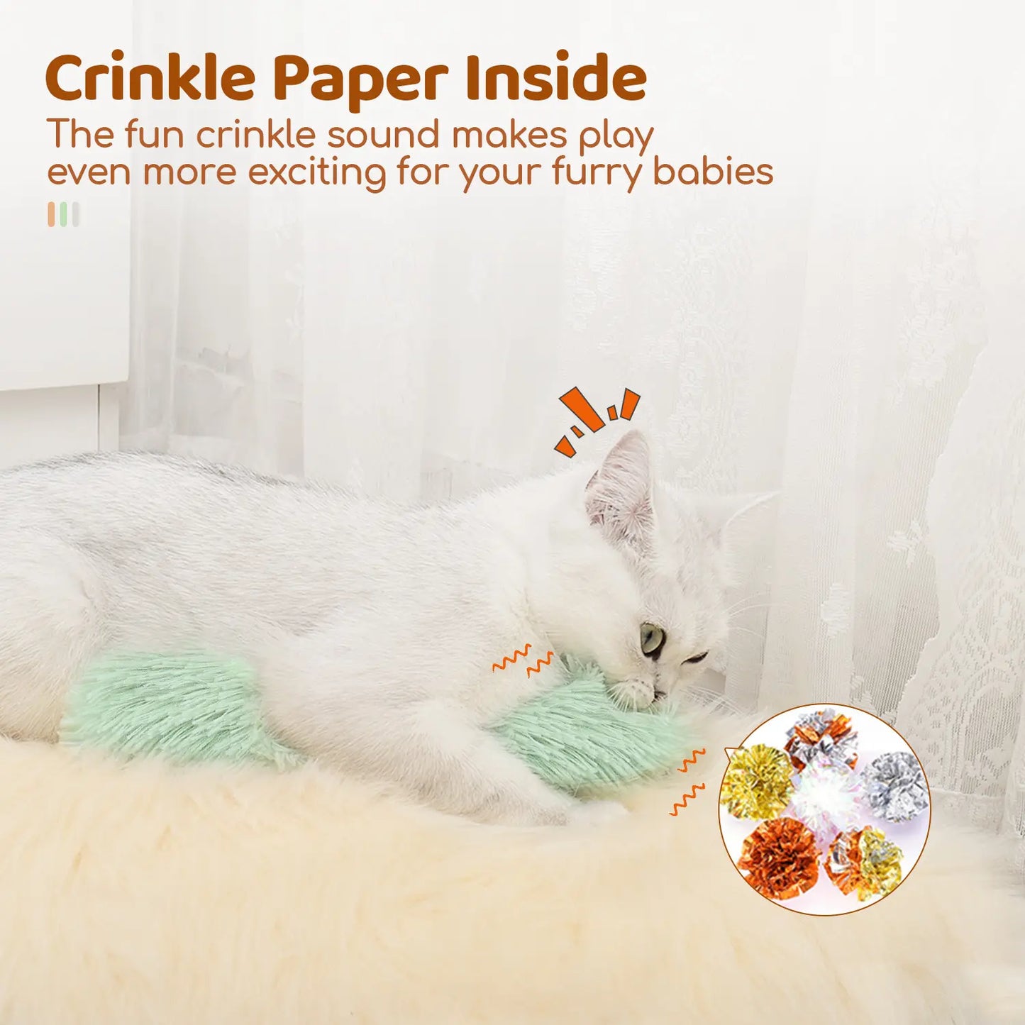 Potaroma Interactive Cat Pillows - 3 Pack Soft Durable Kicker Toys with Crinkle Sound for Indoor Cats and Kittens, Ideal for Daily Play and Exercise