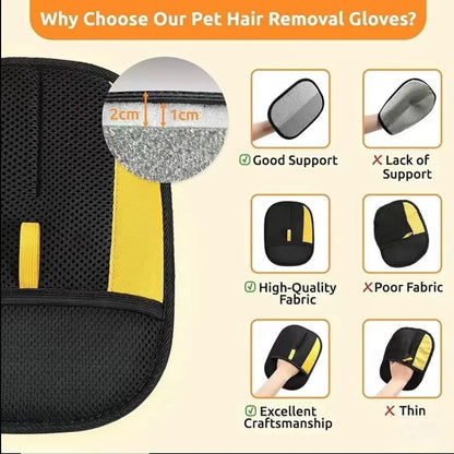 Pet Hair Removal Glove (1/2 Pieces), Electrostatic Reusable Lint Mitt for Cats and Dogs, Enhanced Fur Removal Tool for Quick Cleaning of Furniture, Carpets, and Vehicle Interiors