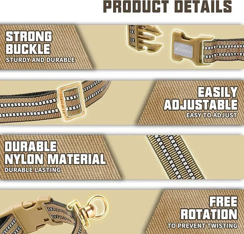 AUROTH Airtag Dog Holder Collar, Adjustable Air Tag Case Holder Dog Collar for Medium Large Dogs, Airtag Dog Collar Holder with Heavy Duty D Ring Tangle Free